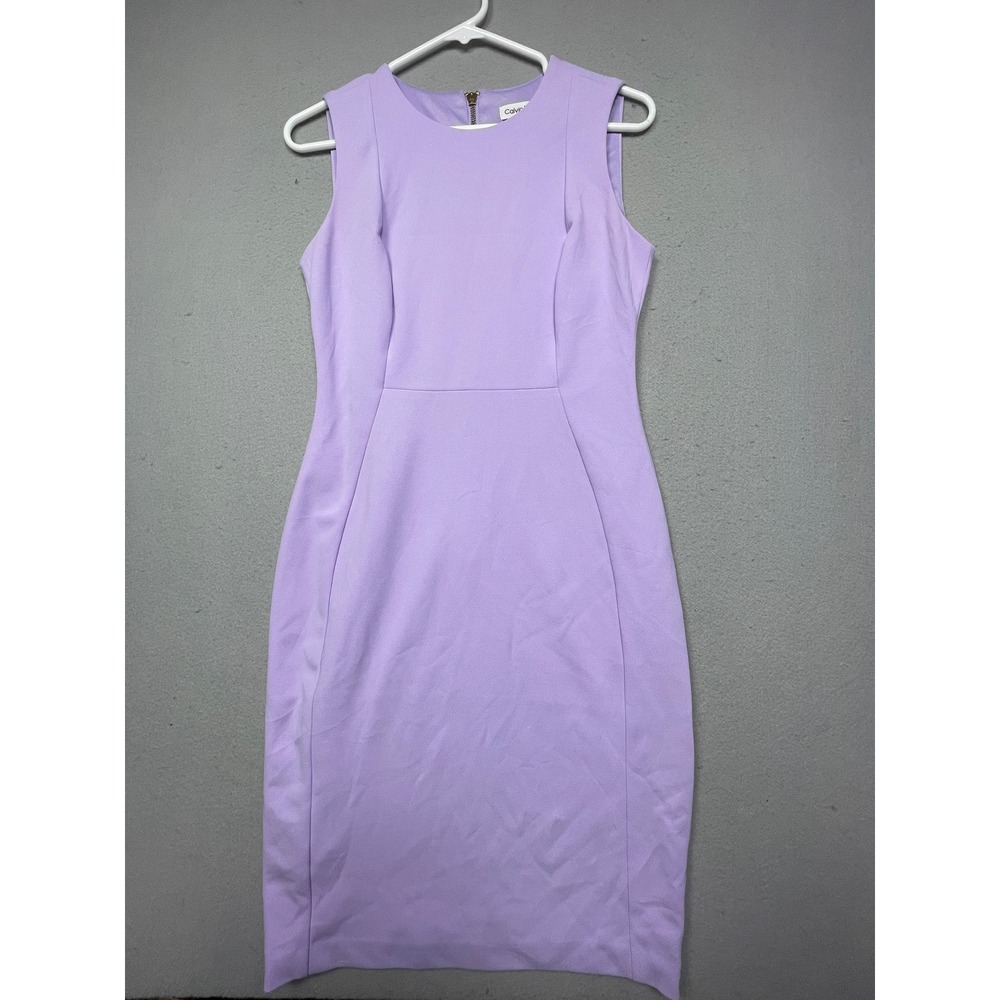 Calvin Klein Sheath Dress Polyester Spandex Lavender Purple 4 Womens